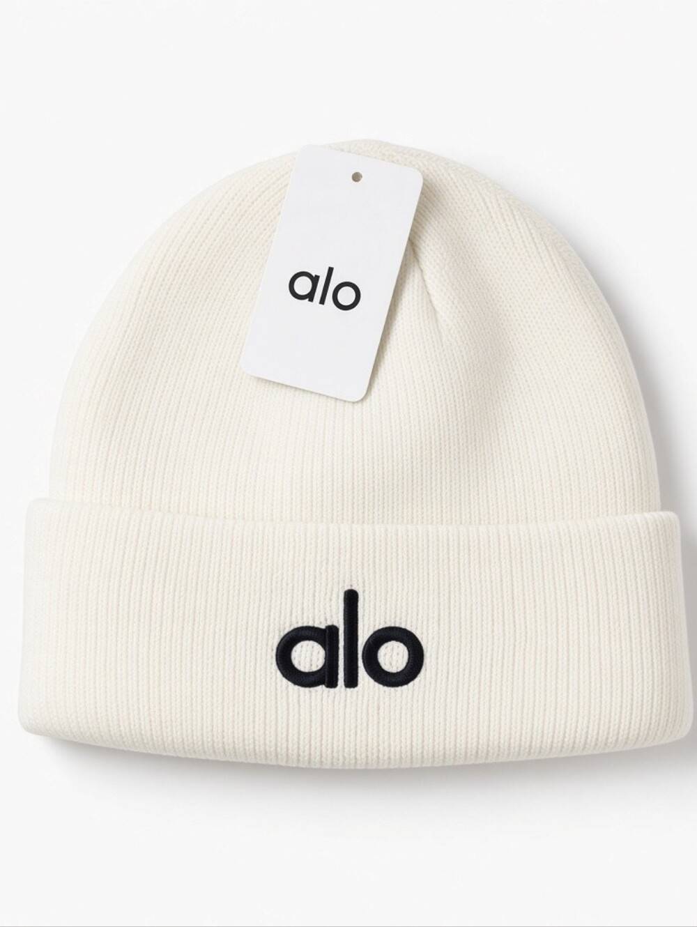 Alo White Logo Beanie